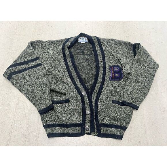 VTG Y2K 90’s Bugle Boy Cardigan Men’s University Letterman‎ Sweater Spellout - Picture 1 of 12